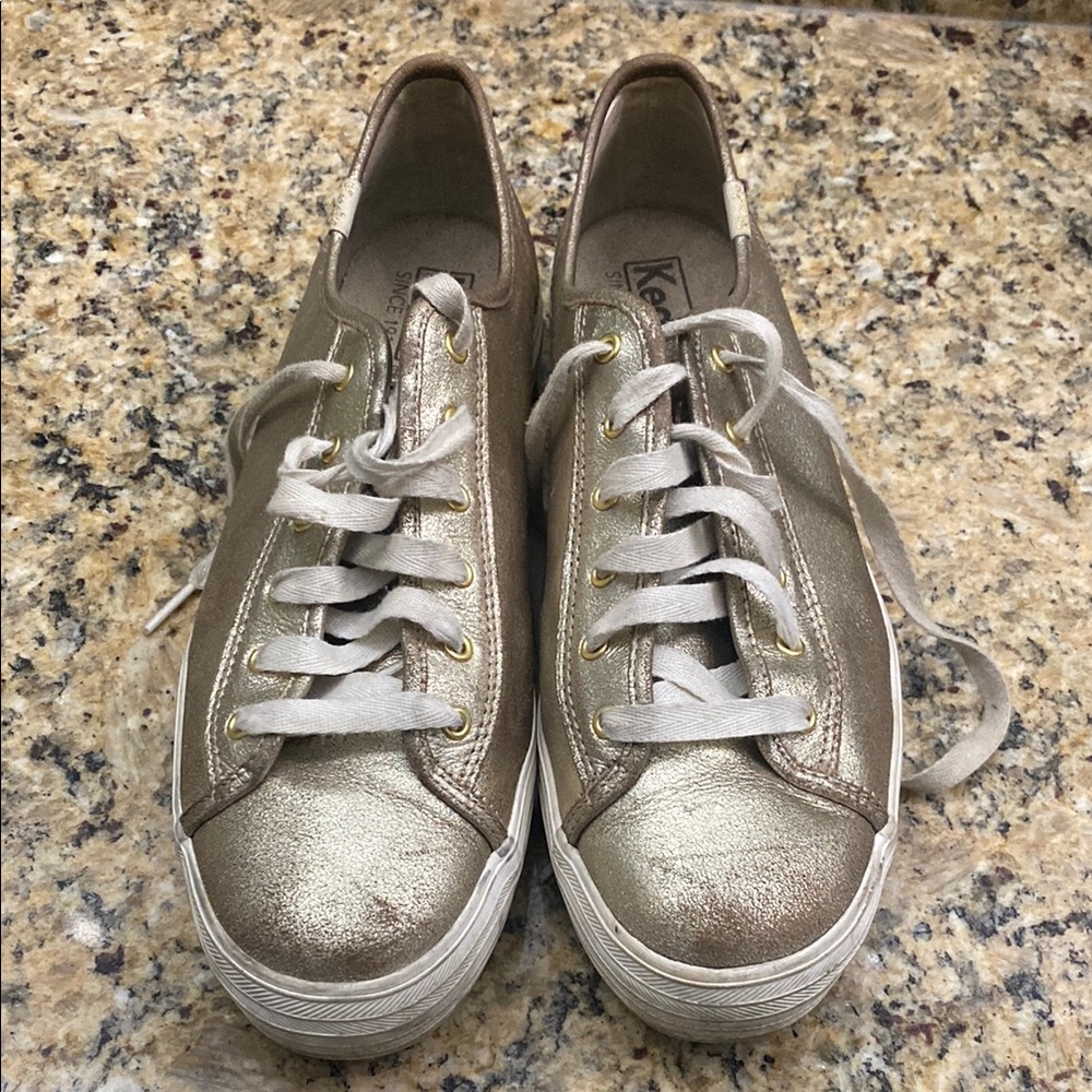 Keds Gold Metallic Sneakers with White Soles